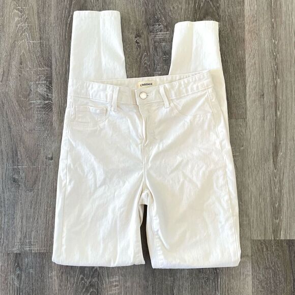 L'AGENCE Marguerite Cream Colored Skinny Jeans - Size: 25 - Picture 3 of 12